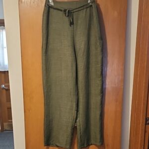 Women's Olive Green Wide-Leg Pants